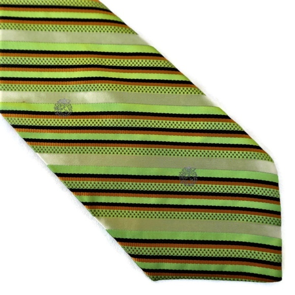 Versace Italy Tie Silk Medusa Logo Striped - Picture 2 of 5